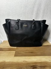 COACH Black Crossgrain Leather Diaper Baby Bag Large Multifunction Tote