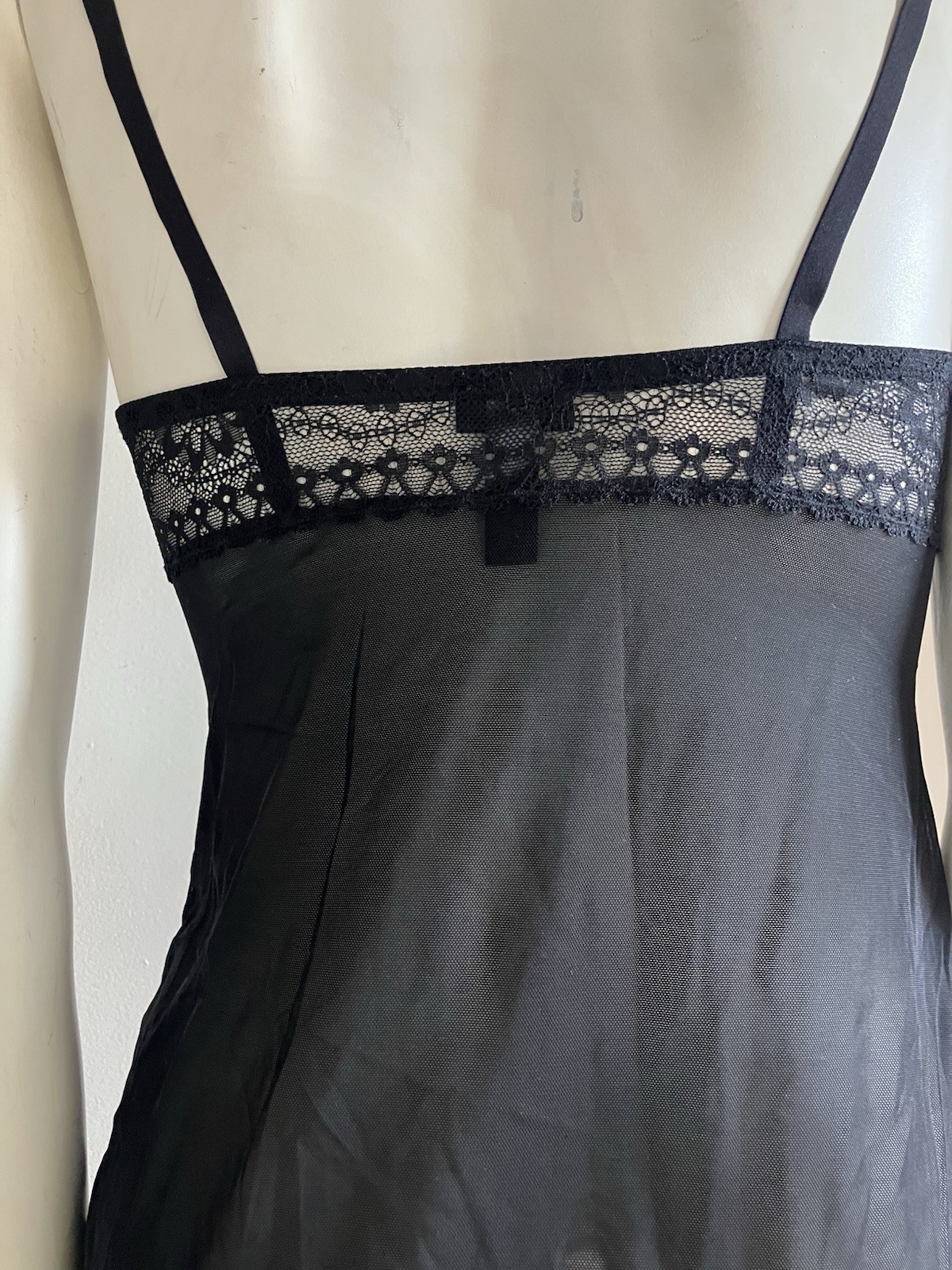 La Perla Black Sheer Lace Babydoll Chemise Lingerie Dress IT 40 / US S image 6