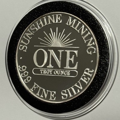 1991 Sunshine Mining RARE PROOF Coin 1 Troy Oz .999 Fine Silver
