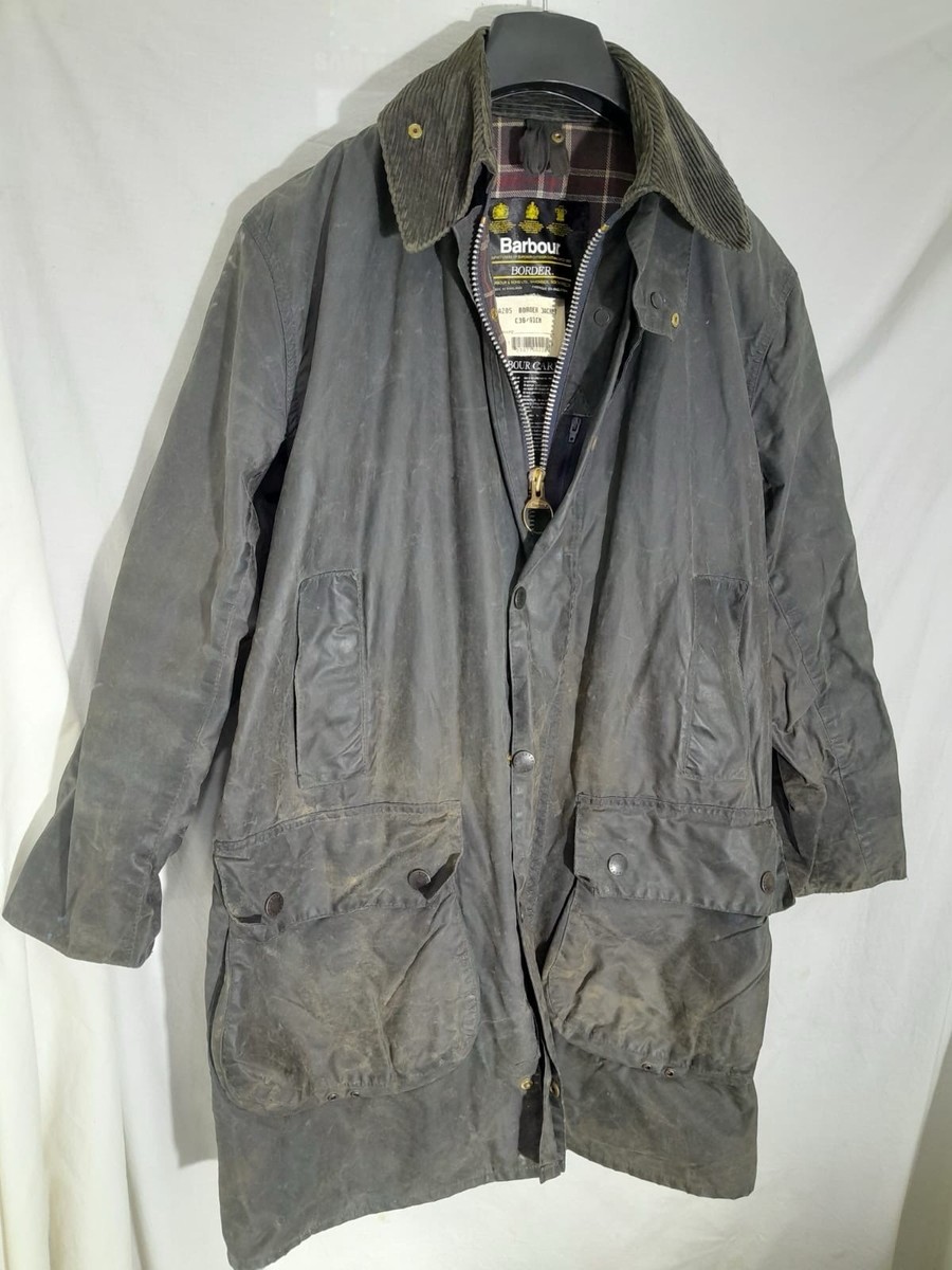 【TIME SALE】＊Barbour＊A205 BORDER JACKET Vintage Early 1990s Barbour Border A205 Waxed Jacket Size C36/91CM
