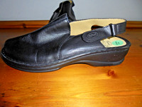 New Scholl Black Leather Mules with Heel Strap - Size 4 UK/ EU 37