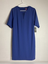 Vince Camuto Women's Short Sleeve Royal Blue Lined Sheath Dress Size M