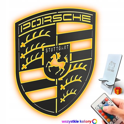 3D Porsche Logo Holzbild Wanddekoration Geschenk LED Nachtlicht