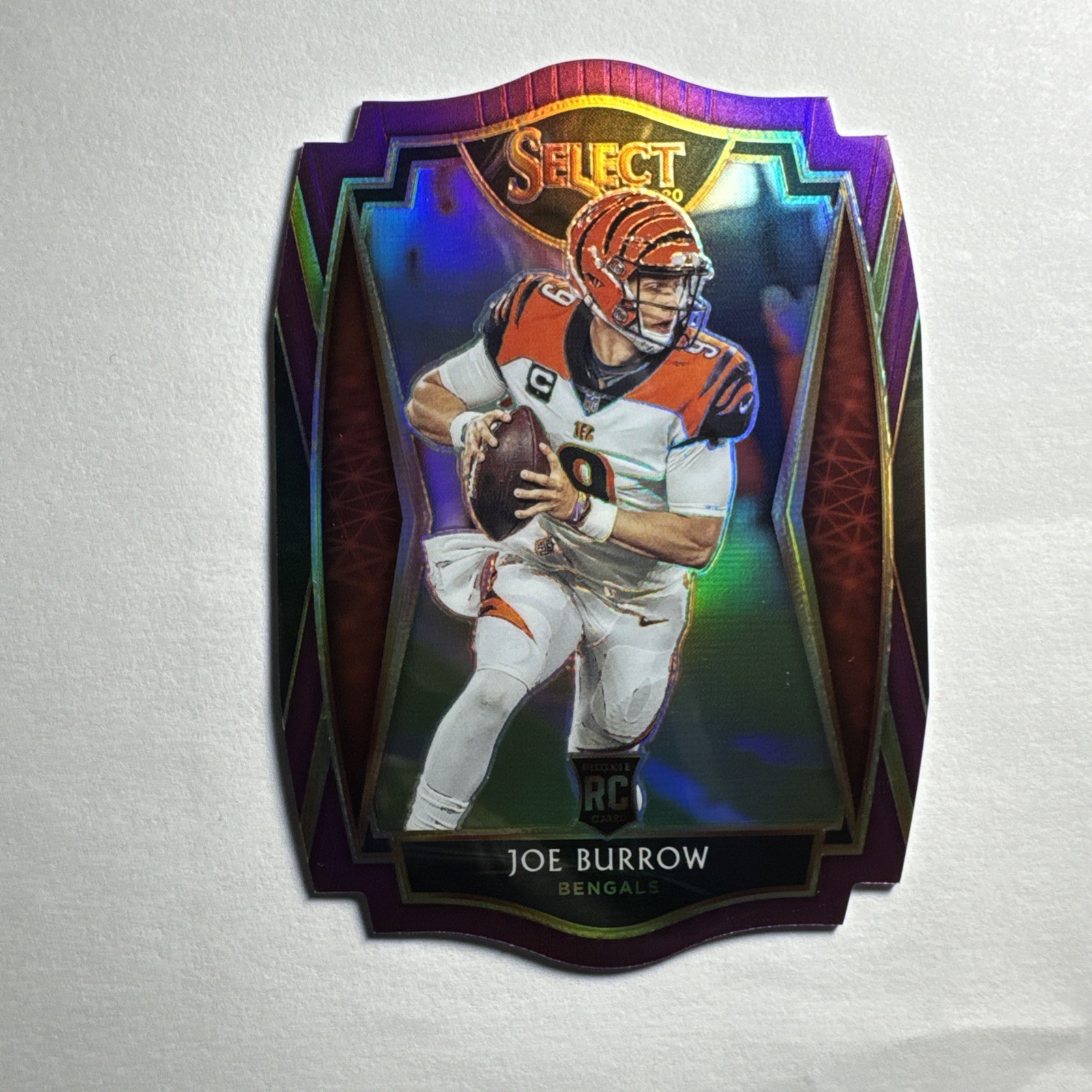 2020 Panini Select - Premier Level Joe Burrow #146 Purple Prizm Die-Cut (RC)