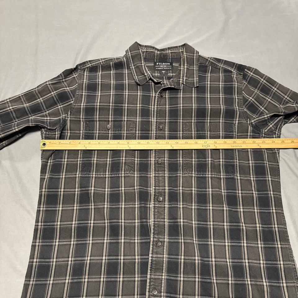 CC Filson Flannel Shirt XL  Black Gray Plaid Outdoor Lightweight Workwear - Image 4 of 4