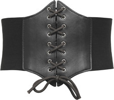Womens Corset Belt Vintage Lace-Up Cinch Elastic Waist Belt