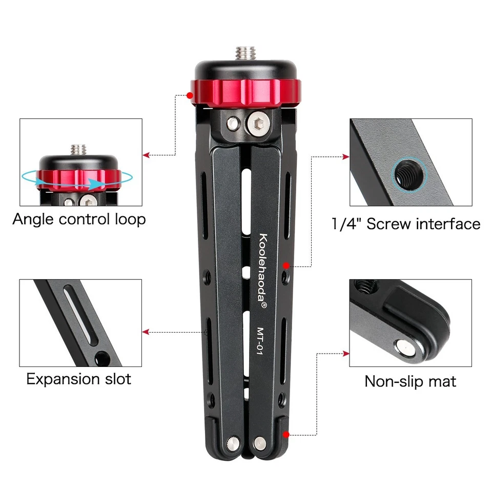 Mini Desktop Tripod with 1/4" & 3/8" Screw Mount Load of 66 Lbs for DSLR Gimbal - Image 3 of 4