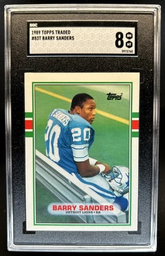1989 Topps Traded Barry Sanders Rookie RC #83T Lions SGC 8