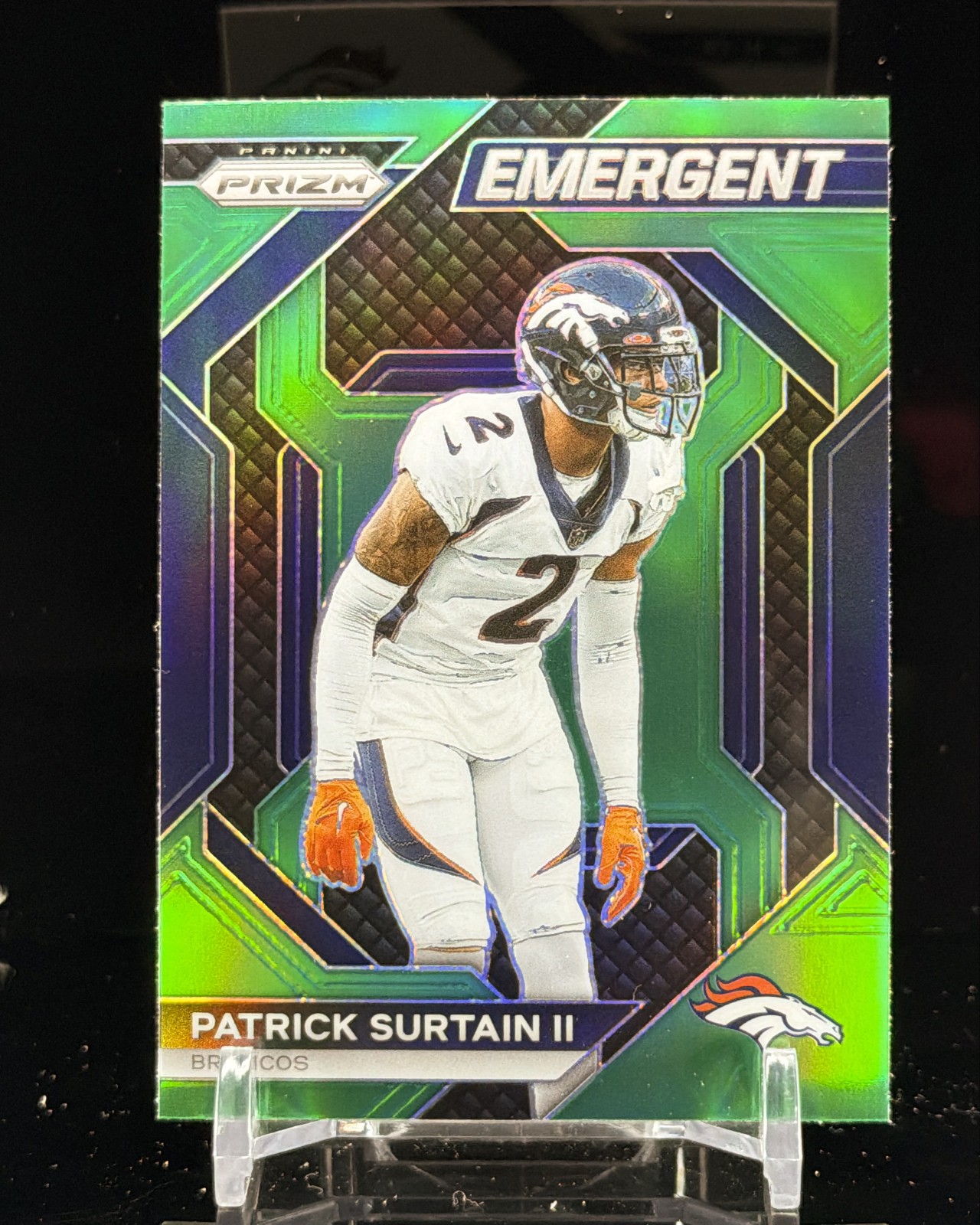 Patrick Surtain II 2023 Panini Prizm - Emergent #H-19 Green Prizm Denver Broncos