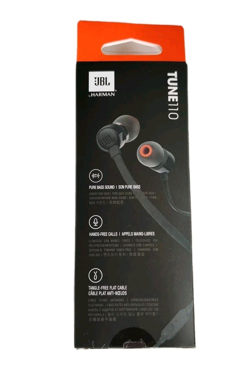 Genuine JBL Harman Tune 110 Wired Handsfree Headphones Black New