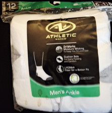 12 pack Athletic Mens White Ankle Socks Shoe size six to 12 Made in the USA