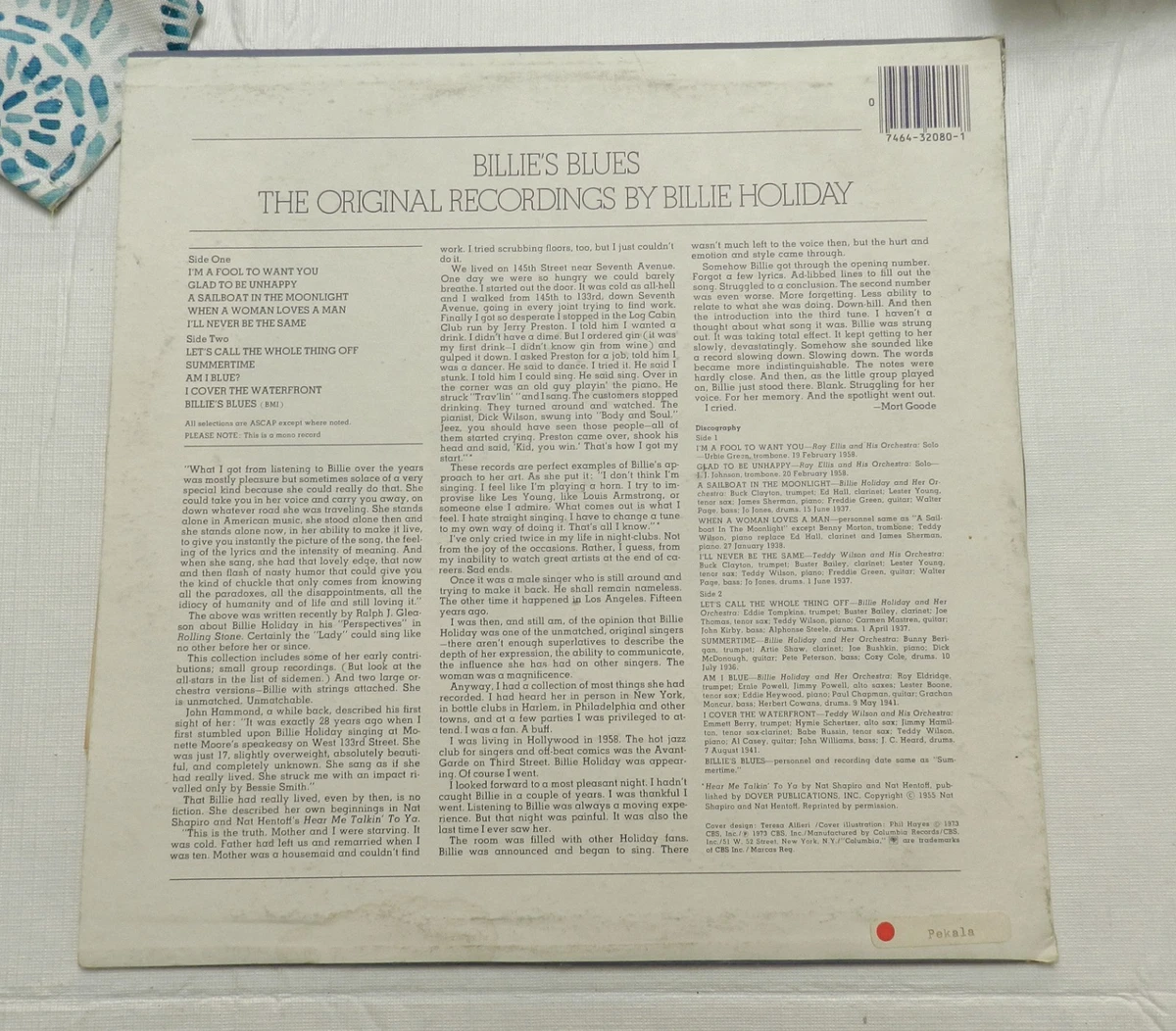 LP, Billie Holiday – Billie's Blues (The Original Recordings..), Reis VG++ to NM