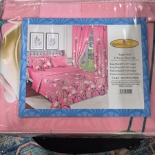 Djoune Felix Organic 2000 King 8pc Cotton Sheet Set Floral Pink Deep Pocket