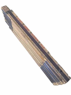 Vintage 72'' Lufkin X46 Red End Wooden Folding Ruler Extension Rule