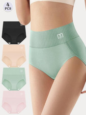 4 Pack Women's Panties Set Full Briefs 4 Colors Cotton Girl Breathable Knickers
