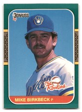 Mike Birkbeck 1987 Donruss The Rookies #19 Milwaukee Brewers BASEBALL