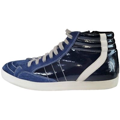 PrimaBase Women s Blue White Hi Top Sneakers Shoes 9 1/2 9.5 US / 40 EU Italian 