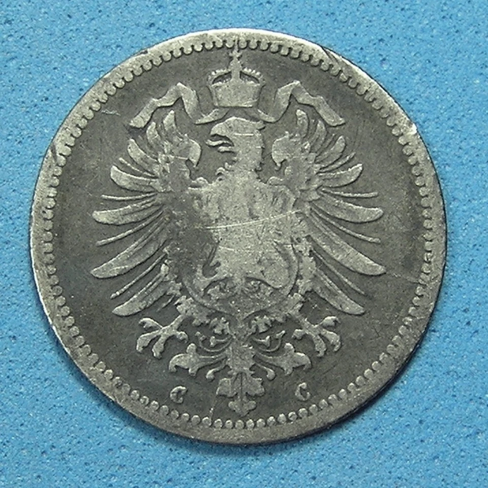 Germany Empire 20 Pfennig .900 Silver Coin 1876 C, KM-5, Combined Shipping - Image 2 of 2