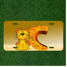 Animal Cat License Plate Aluminum Vehicle Tag Custom Text