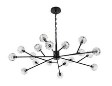 Large Crystal Chandelier 18 Light Fixture Black Foyer Dining Room Sputnik 48"