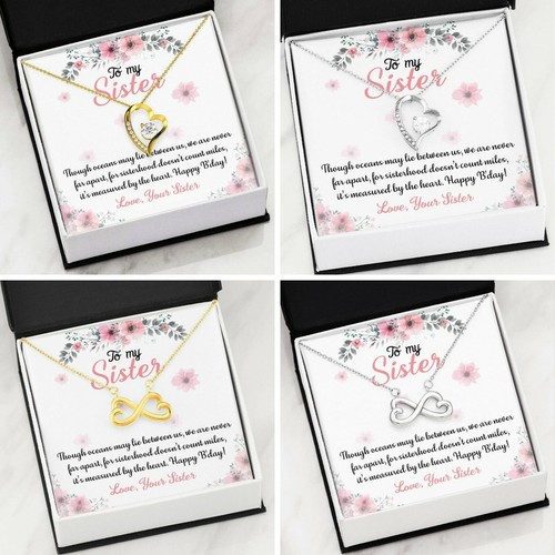 Sister To Sis Jewelry Sisterhood Oceans Apart Message Card + Necklace (5 Styles) - Picture 2 of 10