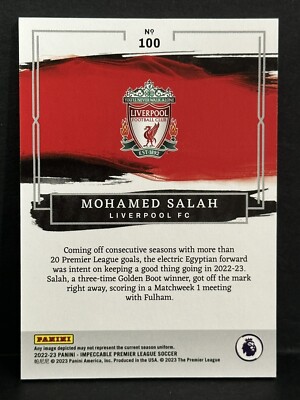 2022-23 Panini Impeccable Premier League Liverpool Mohamed Salah