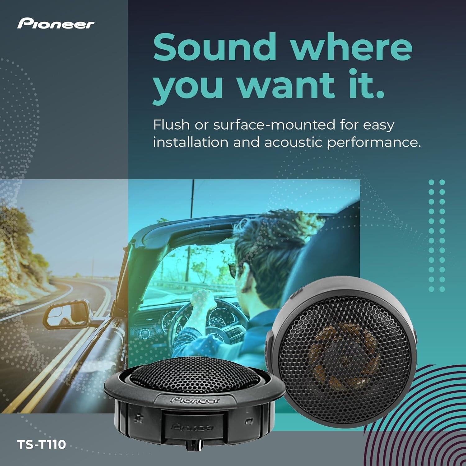 Новая пара твитеров Pioneer TS-T110 78 Poly Dome мощностью 120 Вт чувствительность 90 дБ