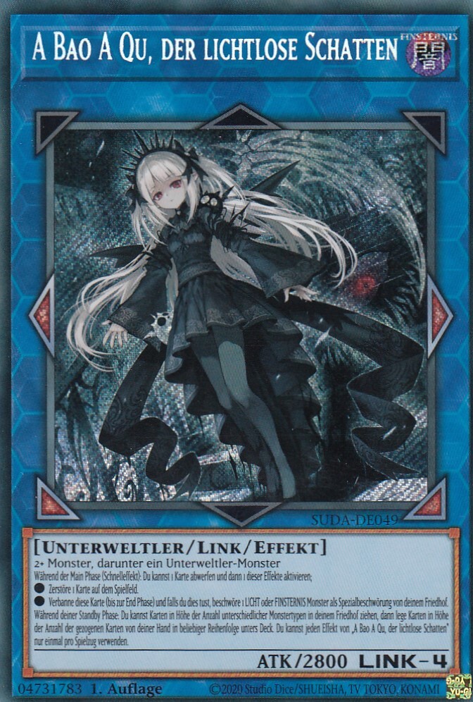 Tarjeta A Bao A Qu, la sombra sin luz SUDA-DE049 Secret Rare Yugioh