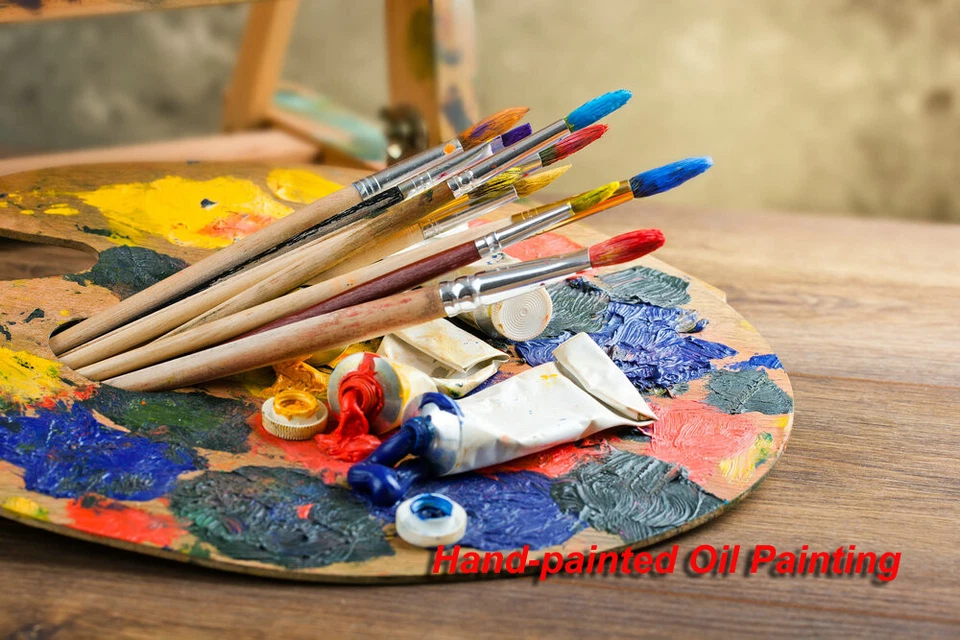 Pintura al óleo clásica pintada a mano sobre lienzo El beso Gustav Klimt abstracta moderna Foto 2 de 4