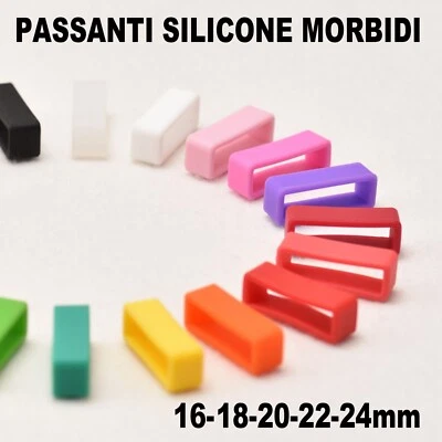 Passant Silicone Bracelet de Montre 16-18-20-22-24mm Blanc Vert Jaune Noir - Photo 1/2