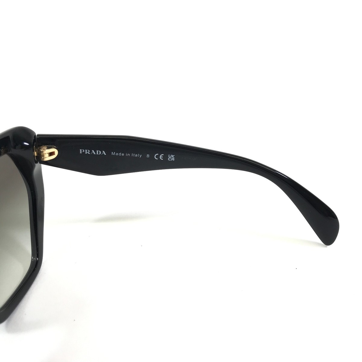 PRADA Sunglasses SPR 16R 1AB-0A7 Black Oversized Cat Eye Hexagon