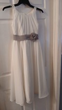 Unbranded Elegant White Pageant Dress With Grey Rosette Waist Band Spot W24 B26