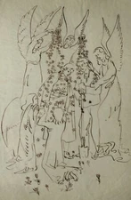 Religious drawing of a lullaby | Unsigned around 1960