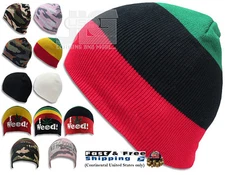 Short Beanie winter Ski Hat New Uncuffed Knit Rasta Camo Solid Skull Cap