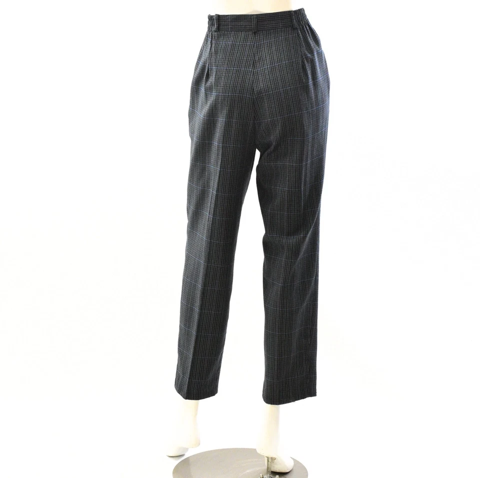 90s Vintage Plaid Hi Waist Pleated Front Tapered Leg Pants Womens 12P - Image 4 of 4