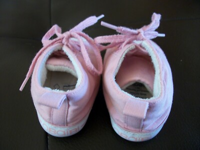 Chaussures Bébé OBAIBI - Baskets Rose Toile, Pointure 6-12 Mois, Occasion Très Bon état