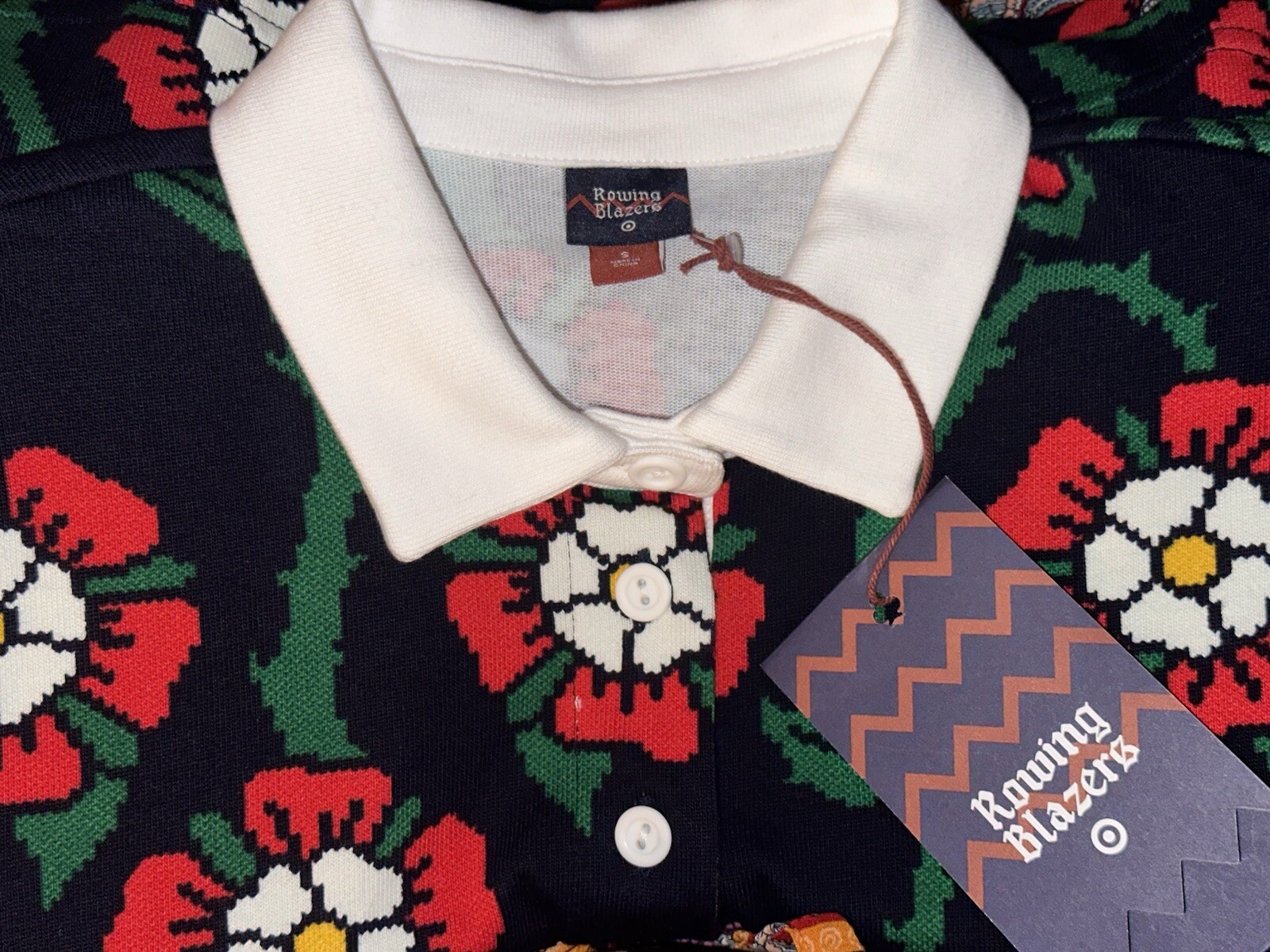 FILA Nuovo ROWING BLAZERS x TARGET piccolo floreale ritagliato rugby maglia top maglione collab