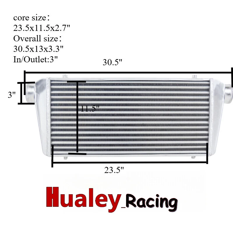 Drag Race Large Universal Front Mount Intercooler Over 30.5x13x3.3"in/outlet  3" - Image 4 of 4