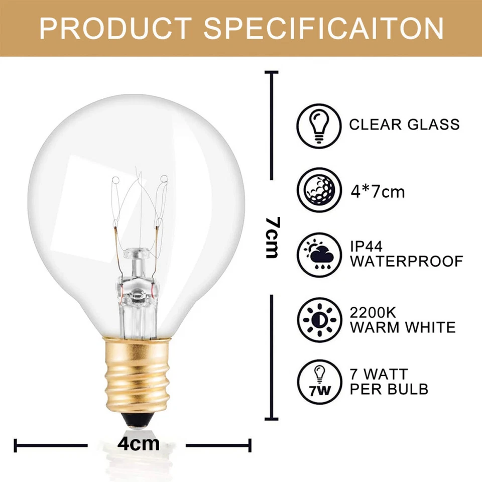 3/9M Outdoor Lichterkette Außen Strom Glühbirnen Außen mit 10/30 G40 Birnen IP44 - Bild 3 von 4