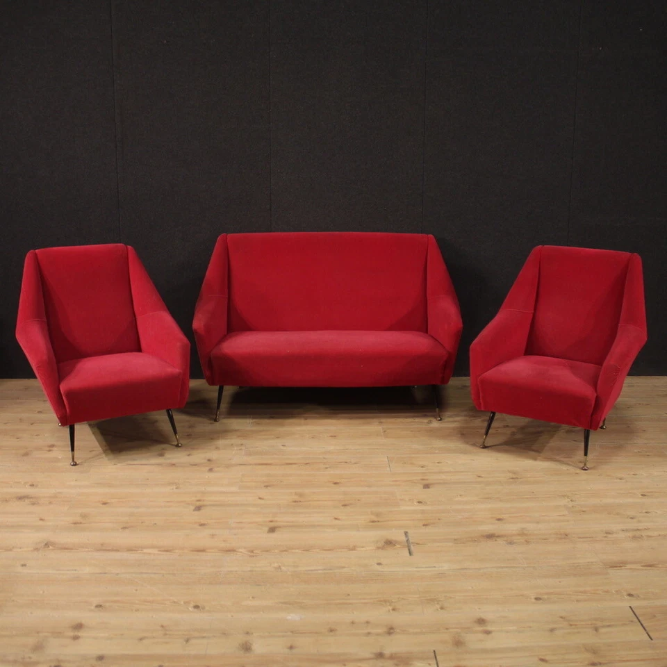Par de Sillones Italianos Terciopelo Rojo Moderno Salón Sillas 900 Muebles Foto 3 de 4