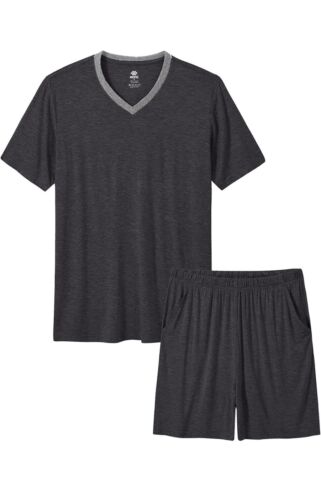 MoFiz Mens Pajama Set Summer Pjs Sleepwear Nightwear Lightweight Quick Dry Soft