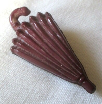 Broche Vintage Amusante En Forme De Parapluie Mauve - Résine Moulée - Occasion