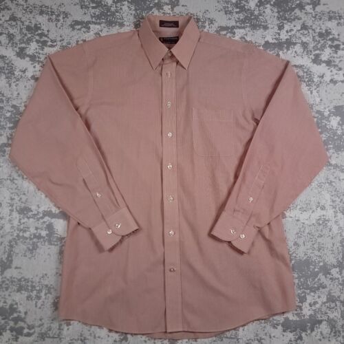 Stafford Performance Super Shirt Classic Fit Mens Pink Striped 16-34/35 *Flaw - Picture 1 of 18