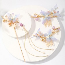 Chinese Hair Accessories Flower Pearls Hairpins Long Tassel Headpieces Gift New