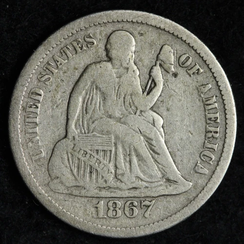 1867-S Seated Liberty Dime — photo from the most recent tracked eBay sale