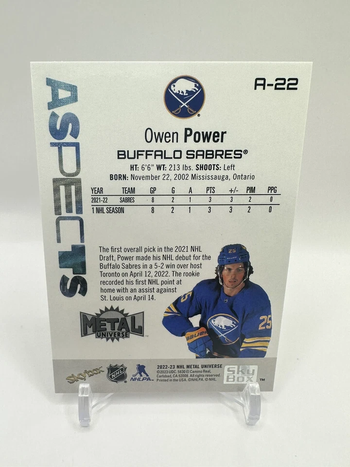 Owen Power 2022-23 Skybox Metal Universe Aspects Auto Rookies RC #A-22 Buffalo - Image 2 of 2