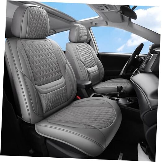 Car Seat Covers, Leather Car Seat Covers, Automotive Seat 2 Pcs Front gray