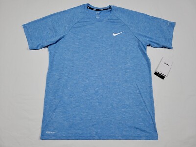 NIKE Mens Essential Hydroguard Swim T-Shirt  UPF 40+ NESSA589-438 Blue-White