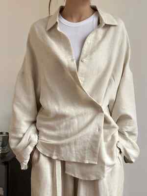 Damen Urban Chic Boho lässig entspannt Winter Leinen Bluse Shirt Top 10 12
