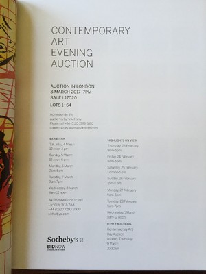 SOTHEBY'S LONDON Contemporary Art Evening Auction, 8 March 2017 | eBay